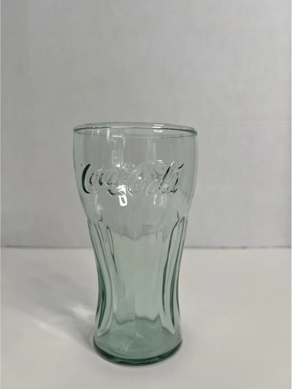 Vintage Coca-Cola Green Tint Drinking Glass 6” H X 3 1/4” W